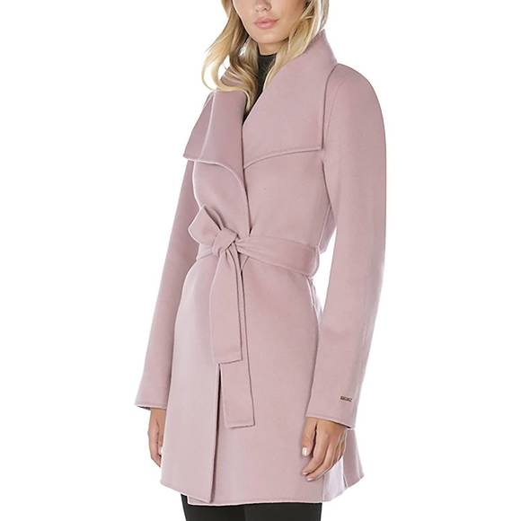 NEW ELIE TAHARI wool wrap belted jacket coat in powder pink - Picture 2 of 4